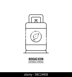 biogas icon with white background. Editable Stroke Style for Web, App, Presentation, and Infographics Stock Vector