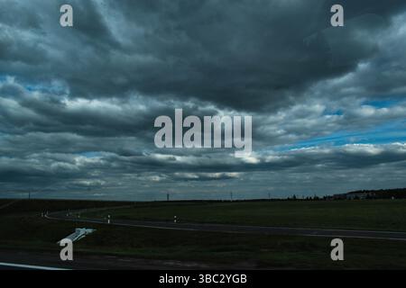 Gray Sky With Dark Clouds Stock Photo