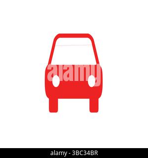 Front View Red Car Icon – Minimal Handmade Vehicle Symbol Vector Illustration Stock Vector