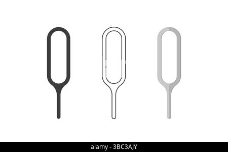Sim ejector icon. Needle for opening SIM card slot of mobile phone. Set of Vector illustrations in Flat style Stock Vector
