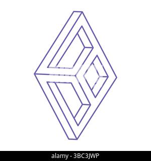 Impossible shapes. Sacred geometry. Optical illusion. Abstract eternal geometric object. Optical art. Impossible geometry symbol on a white background Stock Vector