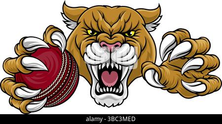 Cougar Panther Mountain Lion Puma Cricket Mascot Stock Vector