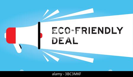 Color megaphone icon with word eco friendly deal in white banner on blue background Stock Vector