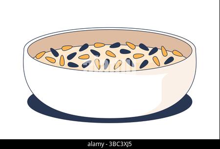 Sesame seeds topping bowl 2D cartoon object Stock Vector