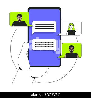 Group chat 2D onboarding ui illustration Stock Vector