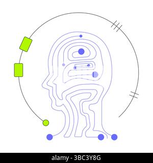 Abstract digital human head circuit 2D onboarding ui illustration Stock Vector