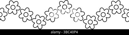 Floral Seamless horizontal border. Vector graphic line illustration. For poster, party invitation, backdrop, ad, sale promotion, print for t-shirt Sam Stock Vector
