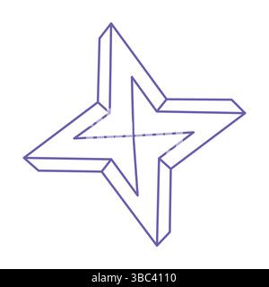 Impossible shapes. Sacred geometry figures. Optical illusion. Abstract eternal geometric object. Impossible endless outline. Line art. Optical art Stock Vector