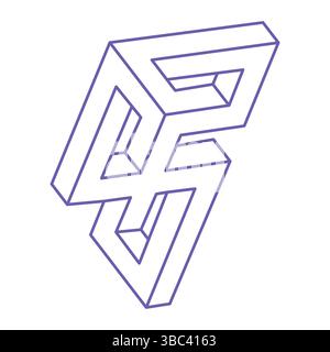 Impossible shape. Sacred geometry figure. Optical illusion. Abstract eternal geometric object. Impossible endless outline. Optical art. Impossible Stock Vector