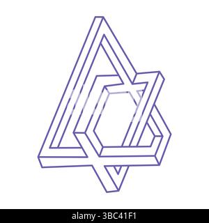 Impossible shapes. Optical illusion. Sacred geometry figure. Abstract eternal geometric object. Impossible endless outline. Optical art. Impossible Stock Vector