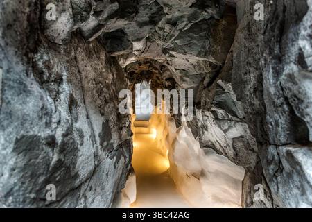 Interior of a lava cave in the César Manrique Foundation in Lanzarote. Calle Amando Fuentes, Teguise, Canarias, Spain Stock Photo