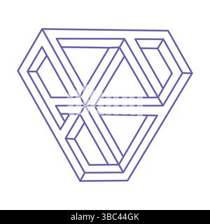 Impossible shape. Optical illusion. Sacred geometry figure. Abstract eternal geometric object. Optical art. Impossible geometry shape on a white Stock Vector
