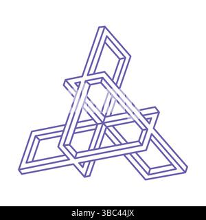 Impossible shape. Sacred geometry. Optical illusion figure. Impossible endless outline object. Op art. Impossible geometry shape on a white background Stock Vector
