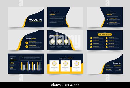 Business Presentation Slide Design and Startup Business PowerPoint Presentation Template. Stock Vector