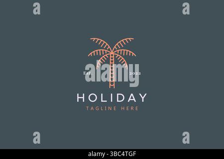 Holiday Palm Tree for Resort Sign Symbol Logo. Stock Vector