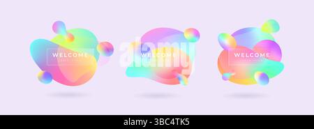 Liquid Gradient Colorful Logo Background Banner Presentation with Welcome Text. Stock Vector