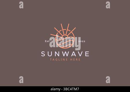 Logo Sun and Wave Geometric Modern Minimalist Concept. Stock Vector