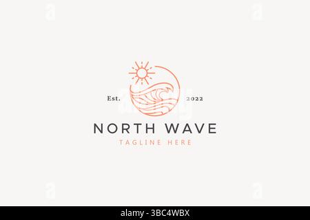 Wave Summer Holiday for Surfing Badge Logo. Stock Vector