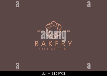 Bakery and Restaurant Abstract Logo Concept with Circle Shape Bread Hat Chef Creative Idea. Minimalist Premium Sign Symbol Branding. Stock Vector