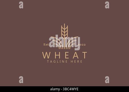 Wheat Agriculture Logo Simple Line Style. Business Organic Food and Cereal Icon and Symbol Product. Stock Vector