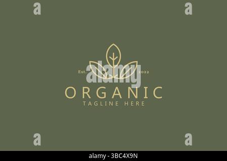 Logo Abstract Nature Organic Leaf Crown. Premium and Elegant Beauty Sign Symbol. Simple and Minimalist Design Concept. Stock Vector