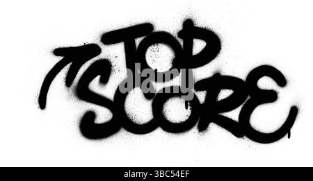 Graffiti top score text sprayed in black over white Stock Vector
