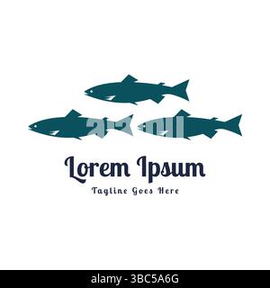 Simple Minimalist Salmon Fish Silhouette Logo Design Vector Stock Vector