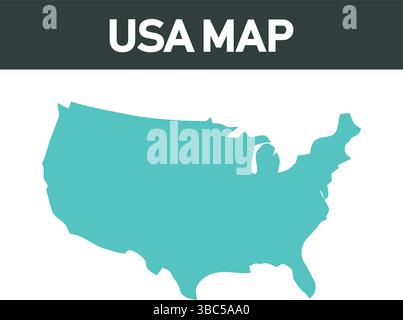 USA Map Outline - Minimalist American Geography Vector Stock Vector