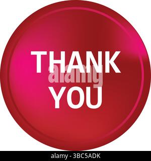 Bold Thank You Text on Shiny Red Glossy Button Stock Vector