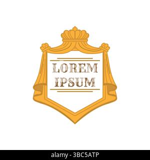 Vintage Retro Heraldic Badge Emblem Label Ermine Royal Mantle with a Golden crown Logo Design Stock Vector