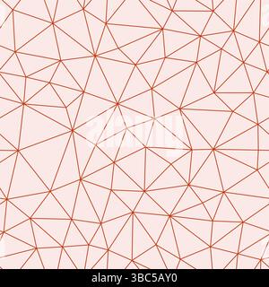 Mosaic triangles shapes background. Deep orange color. Compact triangles size. Thin lines weight. Repeatable pattern. Stock Vector