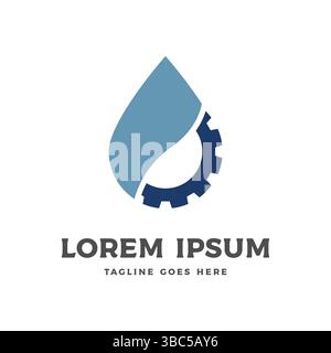 Simple Minimalist Gear with Water or Oil Drop for Industrial Logo Design Vector Stock Vector