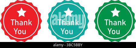Minimal Thank You Labels with Star Icon in Round Badge Style Stock Vector