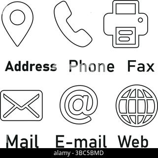 Contact Information Icons Set Stock Vector