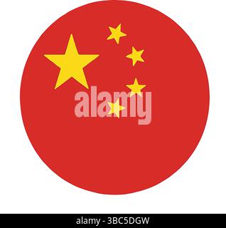 China Flag Circle Vector – Official Chinese National Emblem with Correct Proportions & Colors Stock Vector