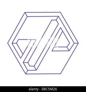 Optical illusion shapes. Escher style. Optical art objects. Impossible figures. Sacred geometry. Stock Vector