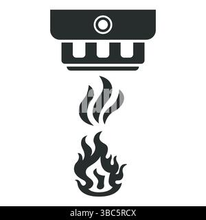 Smoke detector device against fire. flat illustration. Stock Vector