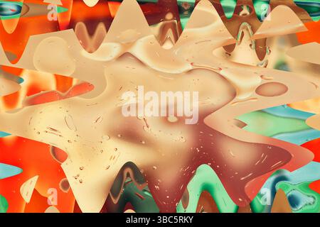 Colorful abstract liquid pattern, daytime, straight-on angle Stock Photo