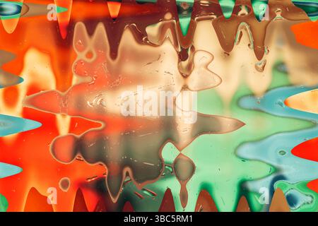 Colorful abstract liquid pattern, daytime, straight-on angle Stock Photo