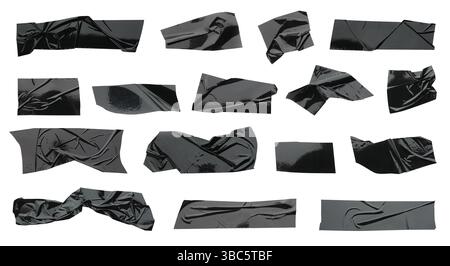 Adhesive tape pieces isolated on white, set Stock Photo