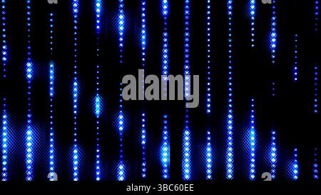 Abstract Blue LED Light Pattern. Abstract image featuring vertical rows of glowing blue LED lights against a black background. Stock Photo