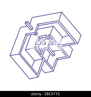 Illusion shapes. 3d geometry objects. Logo. Optical illusion figure. Sacred geometry. Optical art. Stock Vector