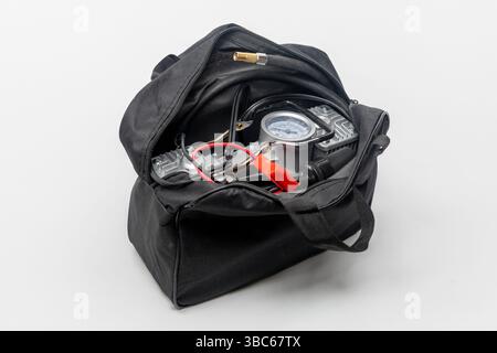 car mini compressor on a white background Stock Photo