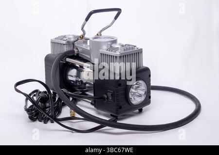 car mini compressor on a white background Stock Photo