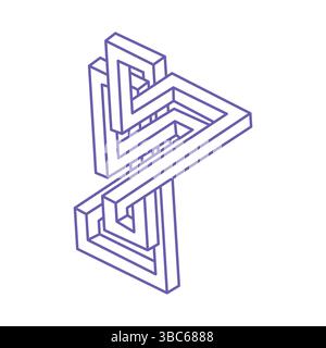 Impossible shapes, optical illusion, vector. Optical art objects. Logo. Geometric figures. Stock Vector
