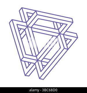 Impossible shape. Sacred geometry figure. Optical illusion. Abstract eternal geometric object. Impossible endless outline. Optical art. Impossible Stock Vector