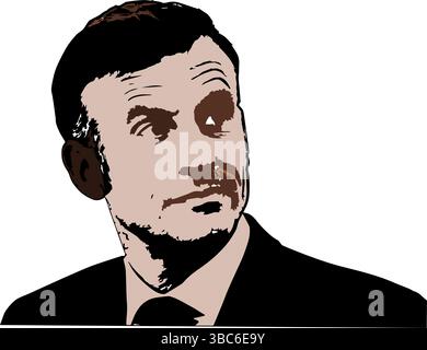 Emmanuel Macron vector portrait Stock Vector