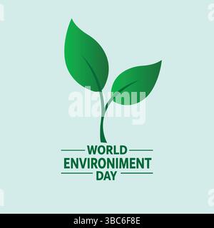 World Environment Day Poster Design with Green Plant Illustration Stock Vector