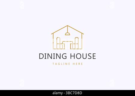 Logo House Minimalist Interior Design Dining Room Concept Stock Vector