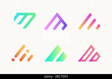 Geometric Letter M Capital Colorful Logo Stock Vector